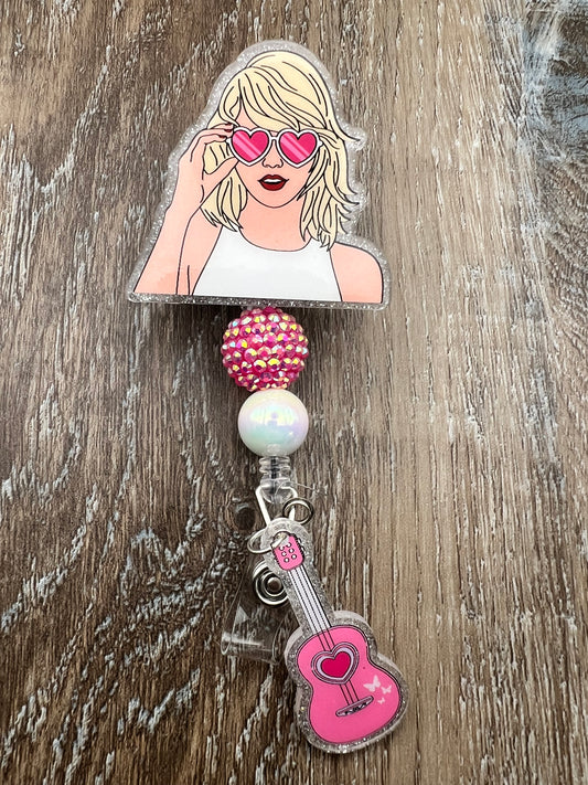 TS Badge Reel with Guitar Charm