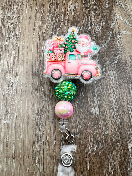 Pink Truck Badge Reel