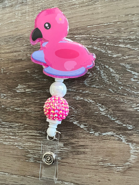 Pink Flamingo Retractable Badge Reel